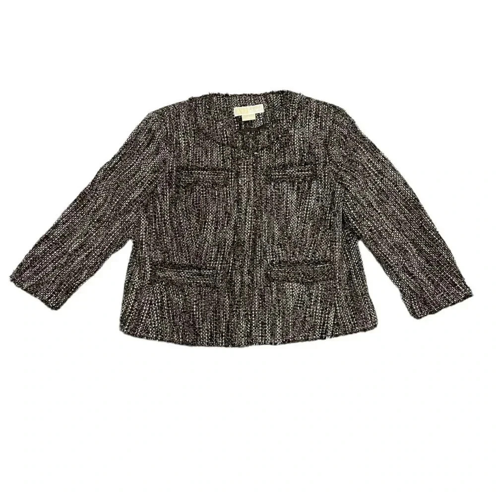 Michael Michael Kors Brown Tweed Blazer 10P